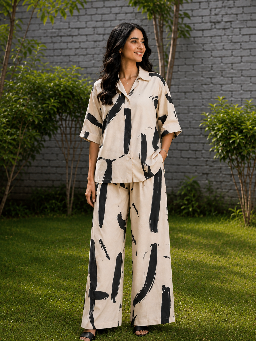 Abstract Modern Print Shirt & Trousers Set