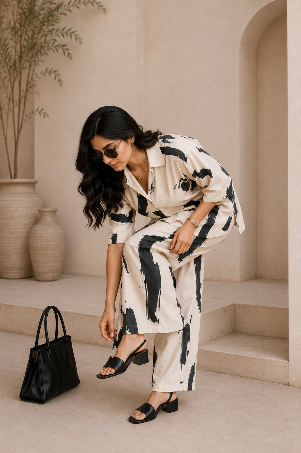 Abstract Modern Print Shirt & Trousers Set
