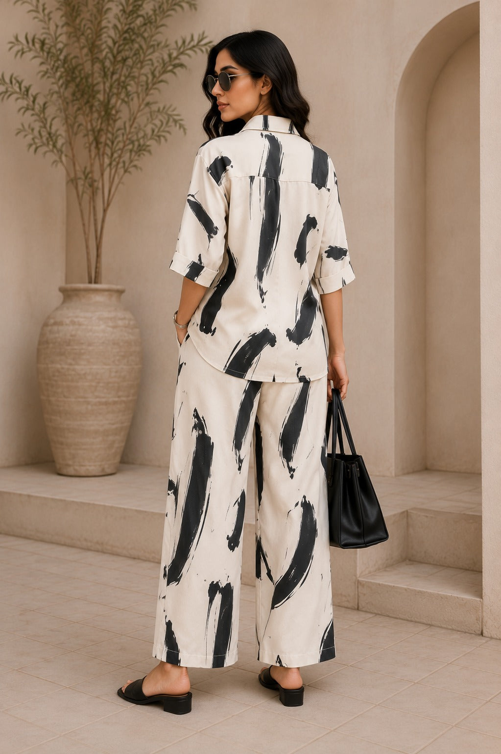 Abstract Modern Print Shirt & Trousers Set