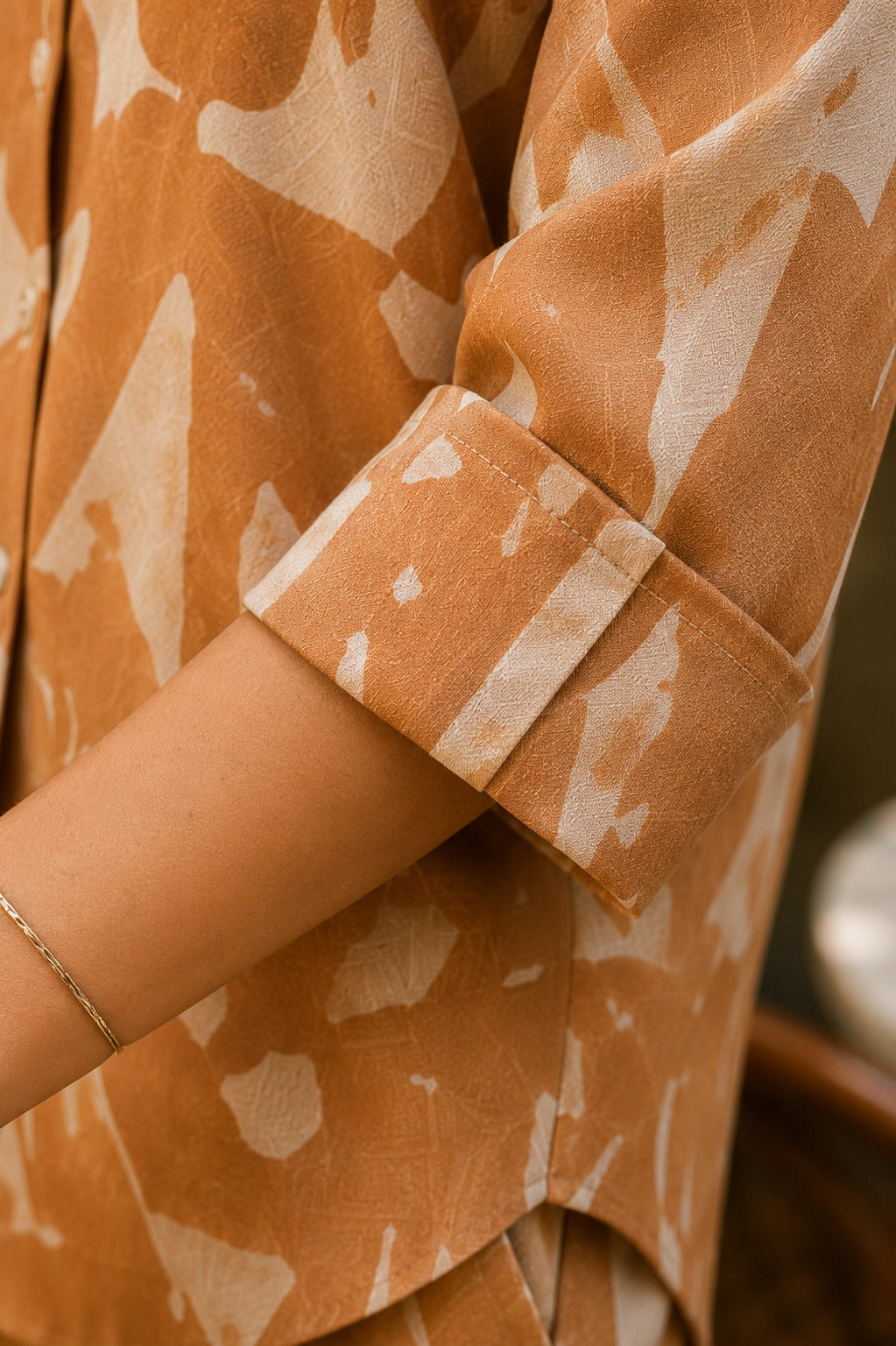 Women Beige Abstract Print Shirt & Wide-Leg Co-Ord Set