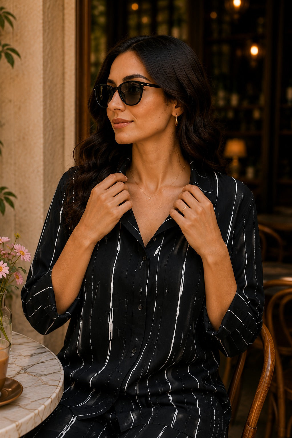 Elegant Noir Wide-Leg Co-Ord Set