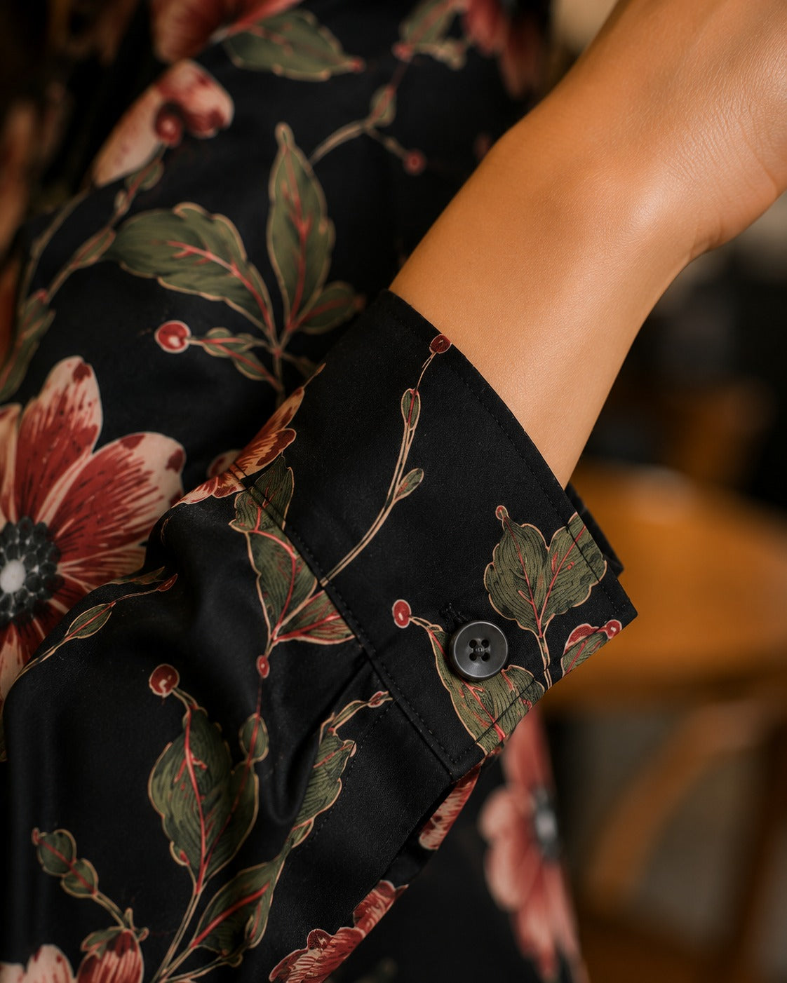 Black Garden Floral Shirt & Palazzo Co-Ord Set