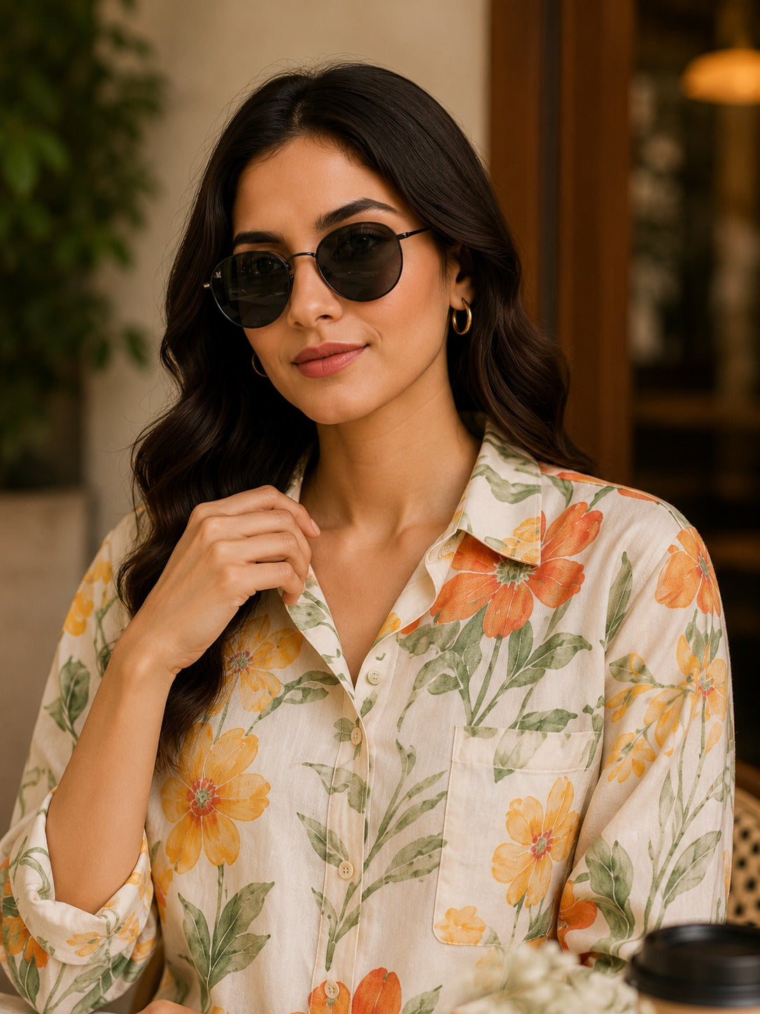 Sunset Bloom Floral Shirt & Palazzo Co-Ord Set