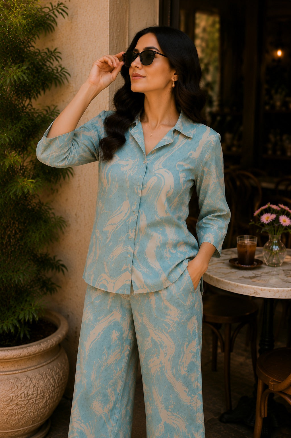 OCEANIC ABSTRACT CO-ORD SET FOR WOMEN