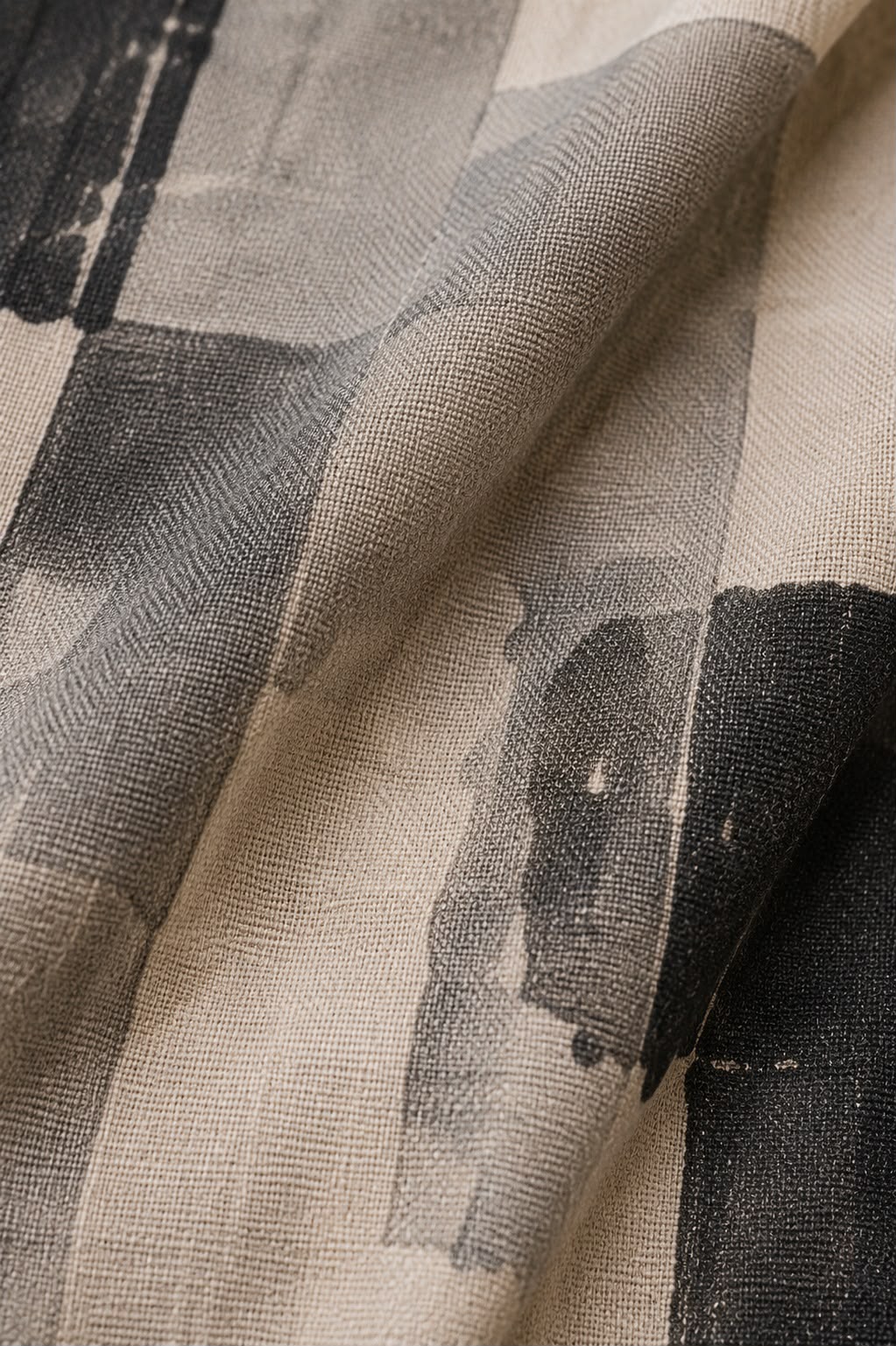 Grey Abstract Print Shirt with Wide Leg Pants Set