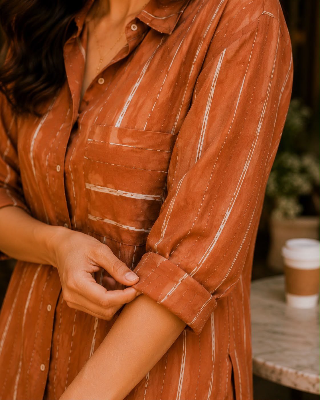 Earthy Brown Stripe Co-Ord Set for Women