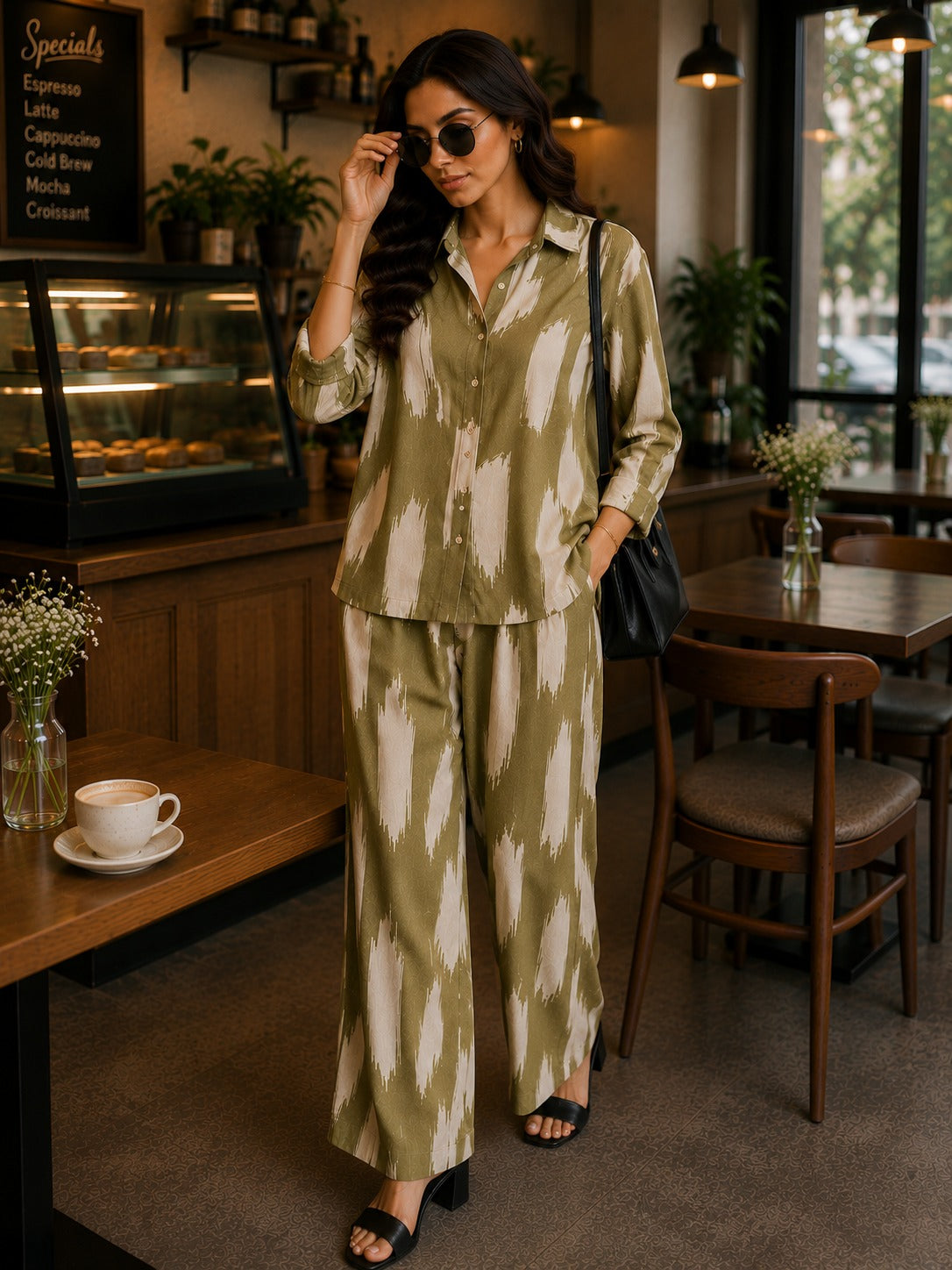 Olive Artisan Printed Co-Ord Set