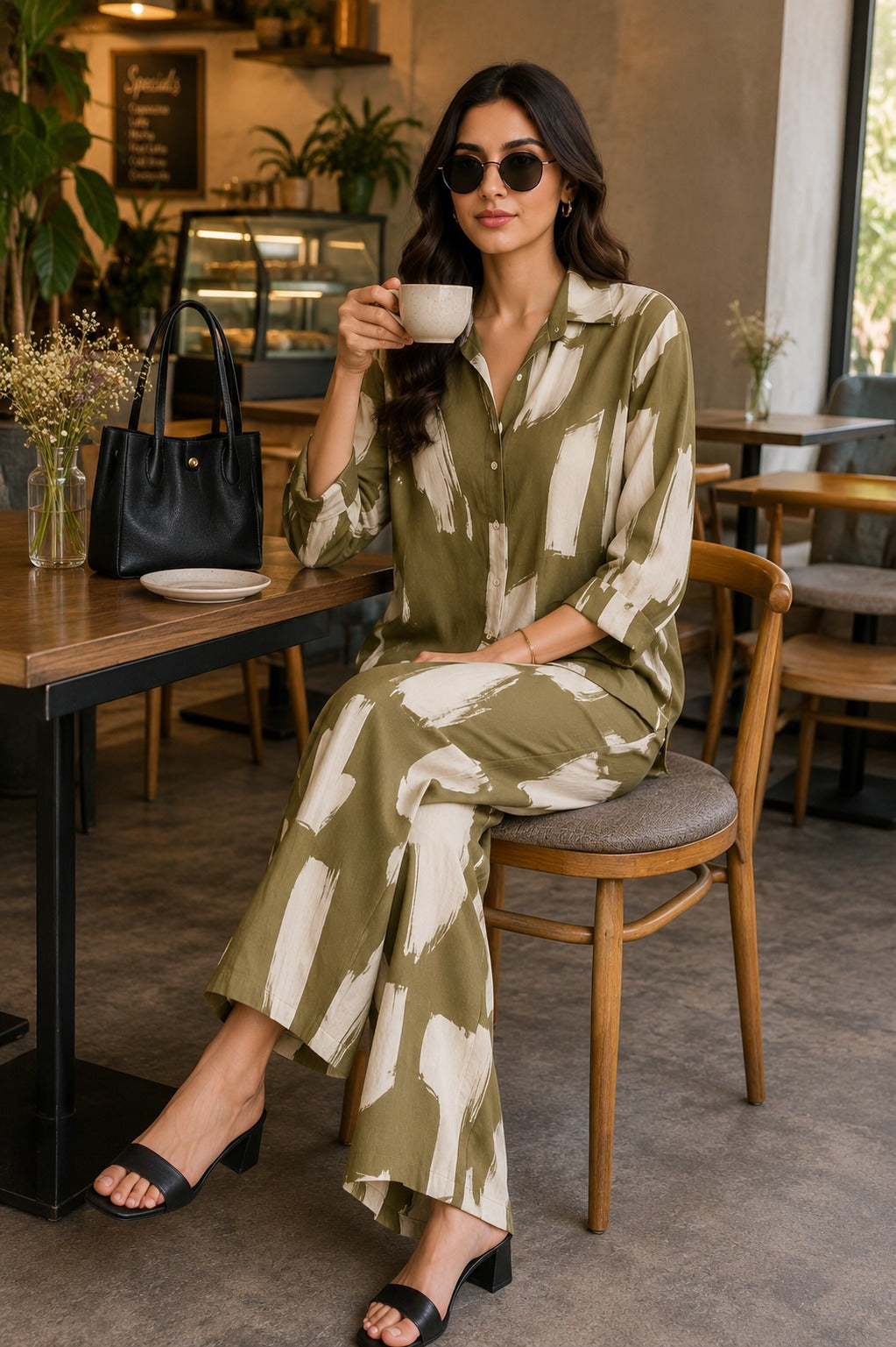 Olive Artisan Printed Co-Ord Set