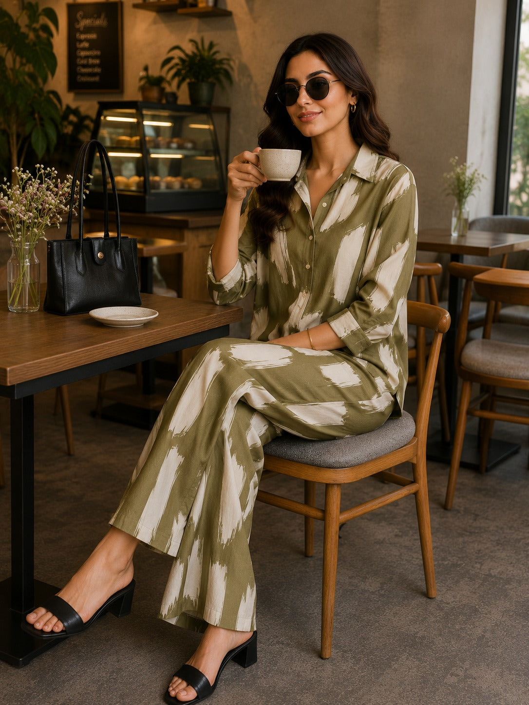 Olive Artisan Printed Co-Ord Set