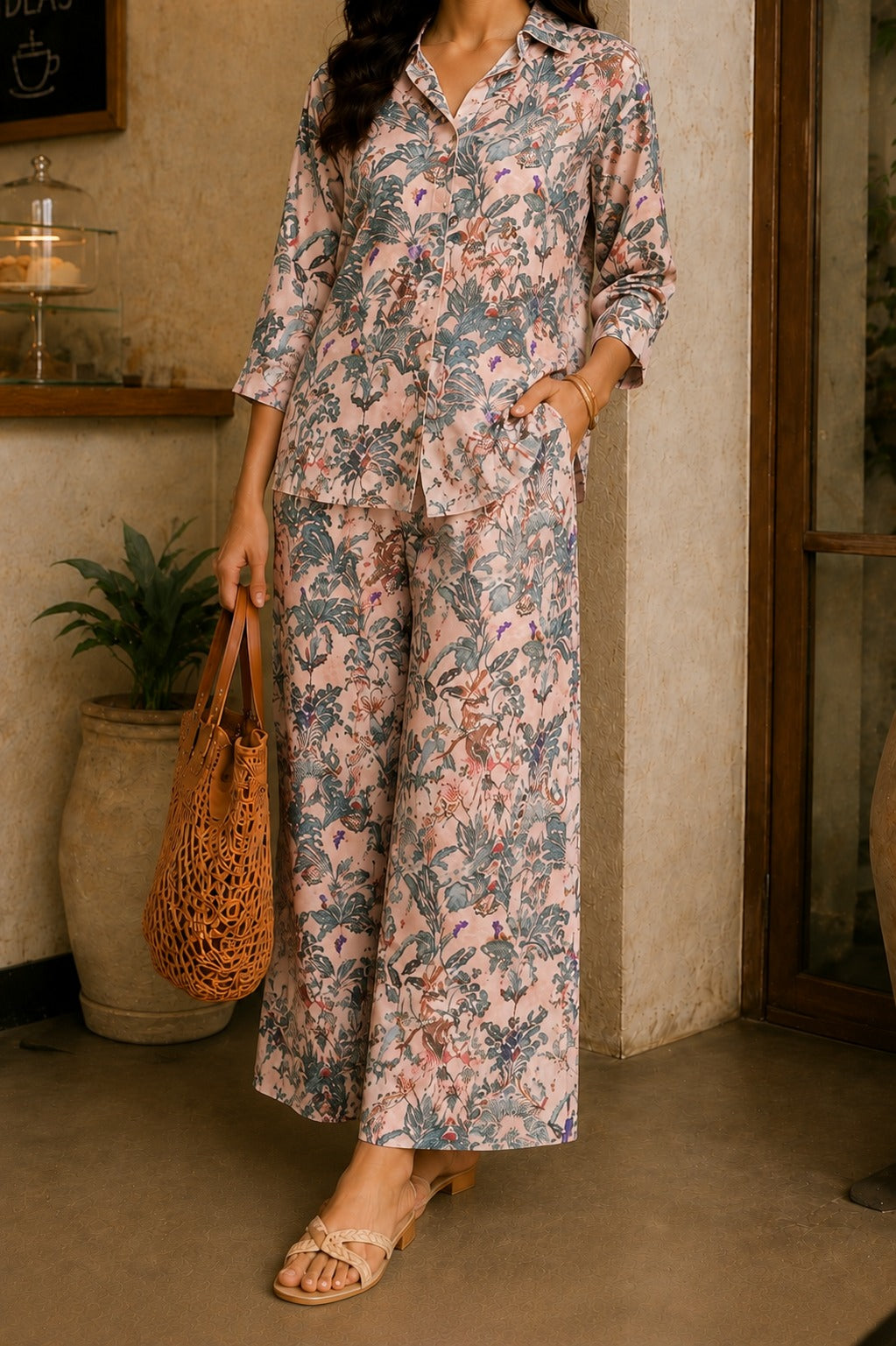 Soft Bloom Shirt & Palazzo Set
