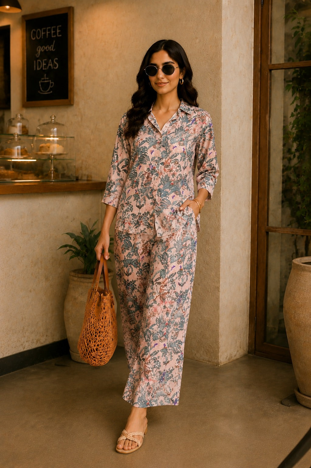 Soft Bloom Shirt & Palazzo Set