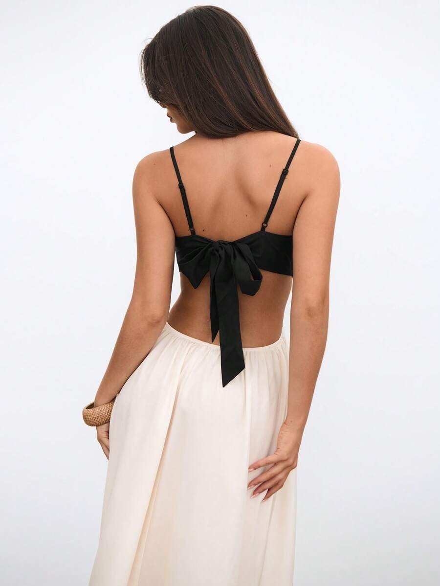 beachwear style black & white halterneck long dress
