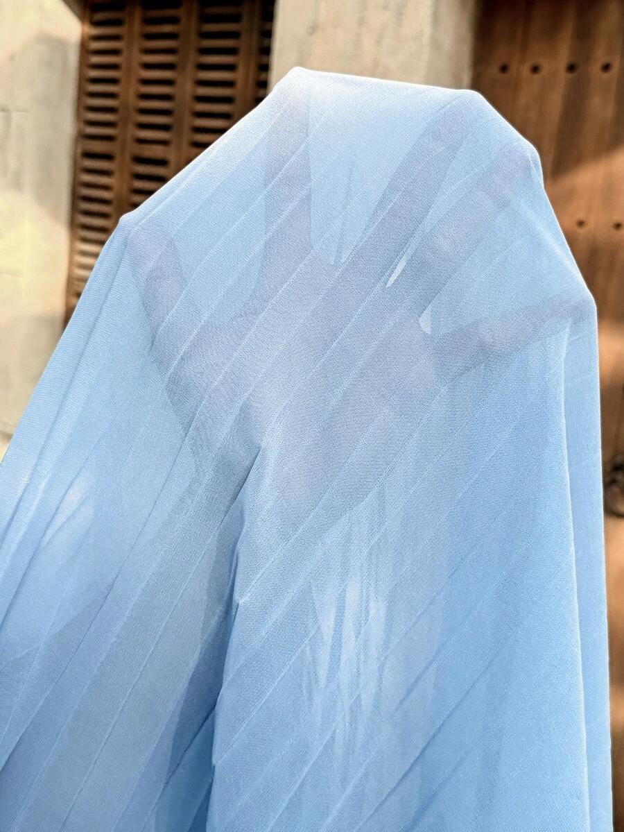 Sky Blue Pleated Halter Maxi Dress