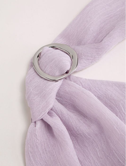 Lavender One-Shoulder Halter Neck Tiered Mini Dress